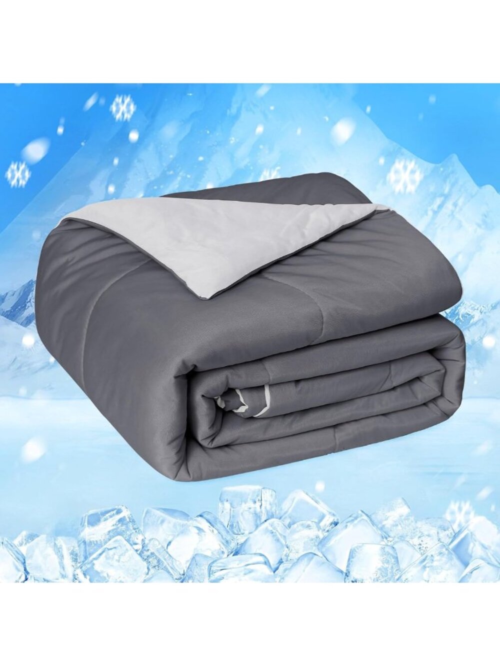 Cooling Comforter for Hot Sleepers - Queen Size Gray 90"x90" - Soft & Breathable